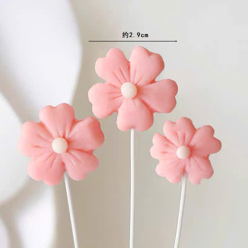 Set trang trí gốm mềm 3 bông hoa màu hồng