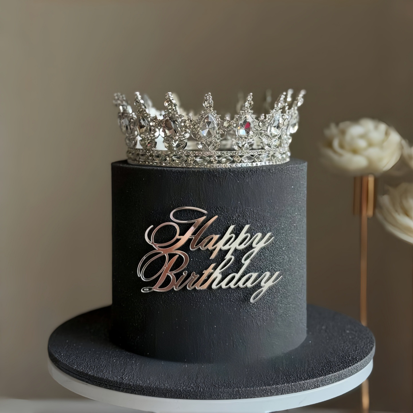 Topper mica HPBD mẫu mới bạc nhỏ 30