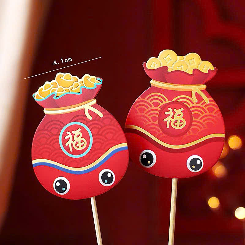 Set 2 que cắm tết túi hình cá đỏ may mắn