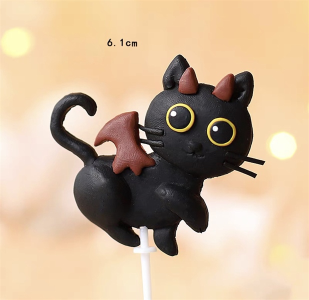 Trang trí gốm mềm Halloween con mèo đen