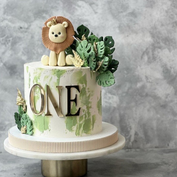 Topper mica mẫu mới chữ One vàng 2 (ko que)