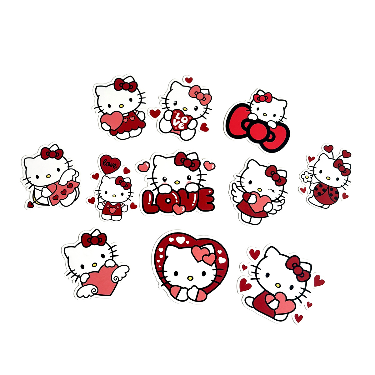 5 Set 11 que cắm giấy hình Kitty màu đỏ Love