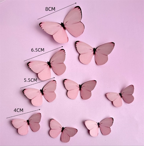 Set que cắm sắt 9 con bướm màu hồng nhạt