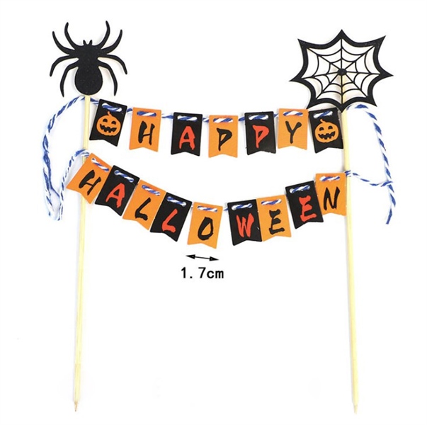Cổng cắm Happy Halloween + mạng nhện + con nhện đen