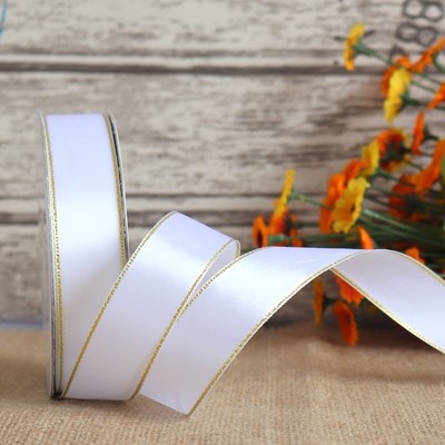 RB lụa viền kim tuyến màu trắng