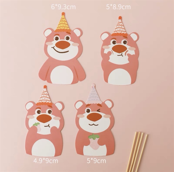 Set 4 que cắm gấu hồng Lotso (QCG)