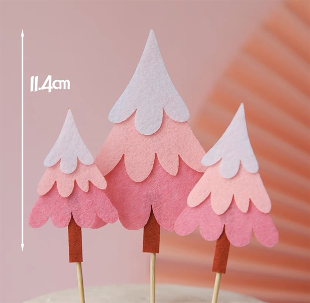 Set 3 cây xốp cây thông màu hồng