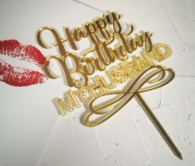 Mica HPBD Husband vàng