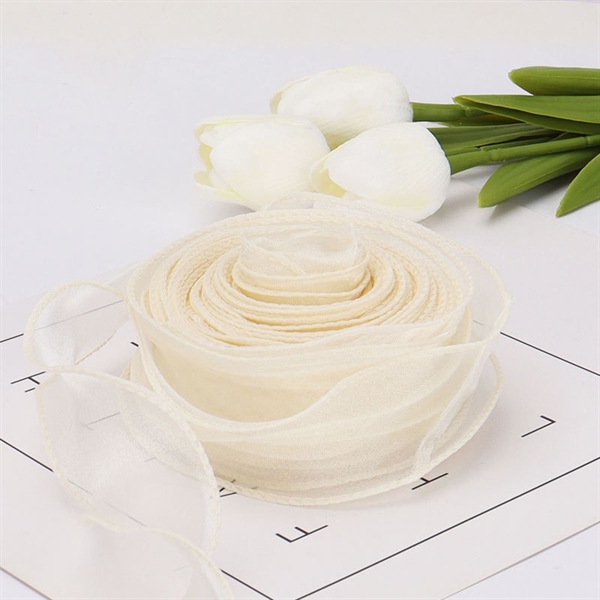Ruy băng nơ voan vàng nhạt khổ 4cm*10m