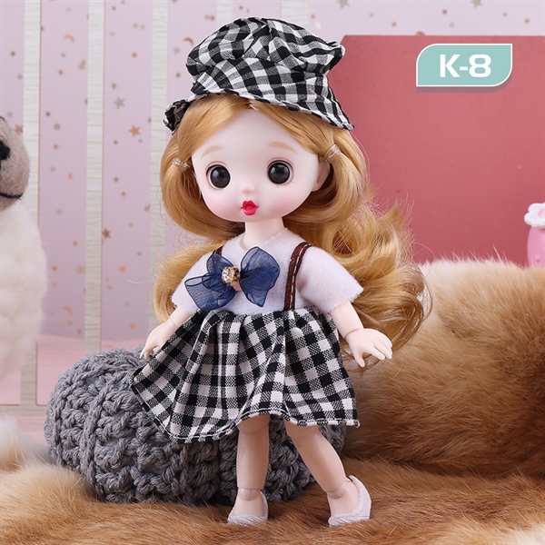 Trang trí búp bê có khớp cao cấp váy kẻ đen trắng