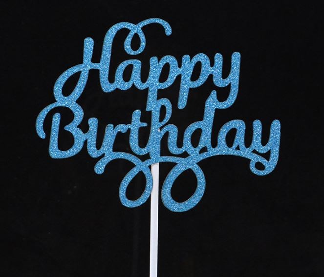 Topper HPBD nét nhỏ xoắn trên xanh