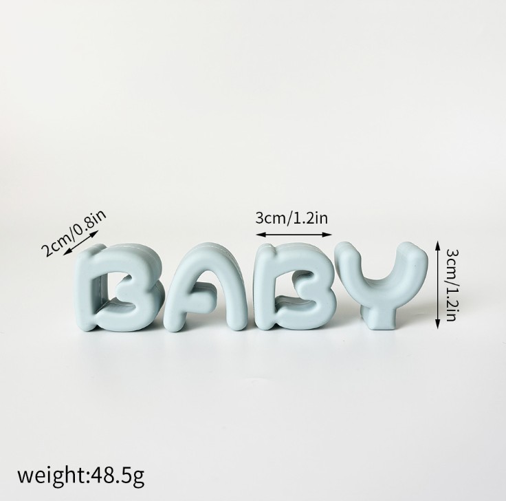 Set trang trí silicon chữ BABY xanh