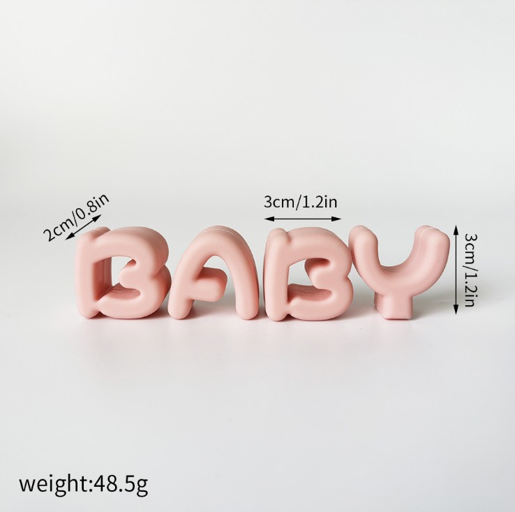Set trang trí silicon chữ BABY hồng