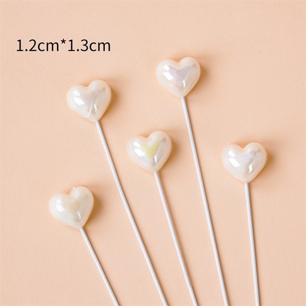 Set que cắm sắt hình trái tim trắng ngọc trai