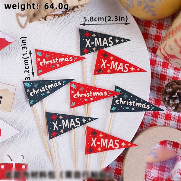 Set 80 que cắm GS hình lá cờ xanh đỏ X-MAS