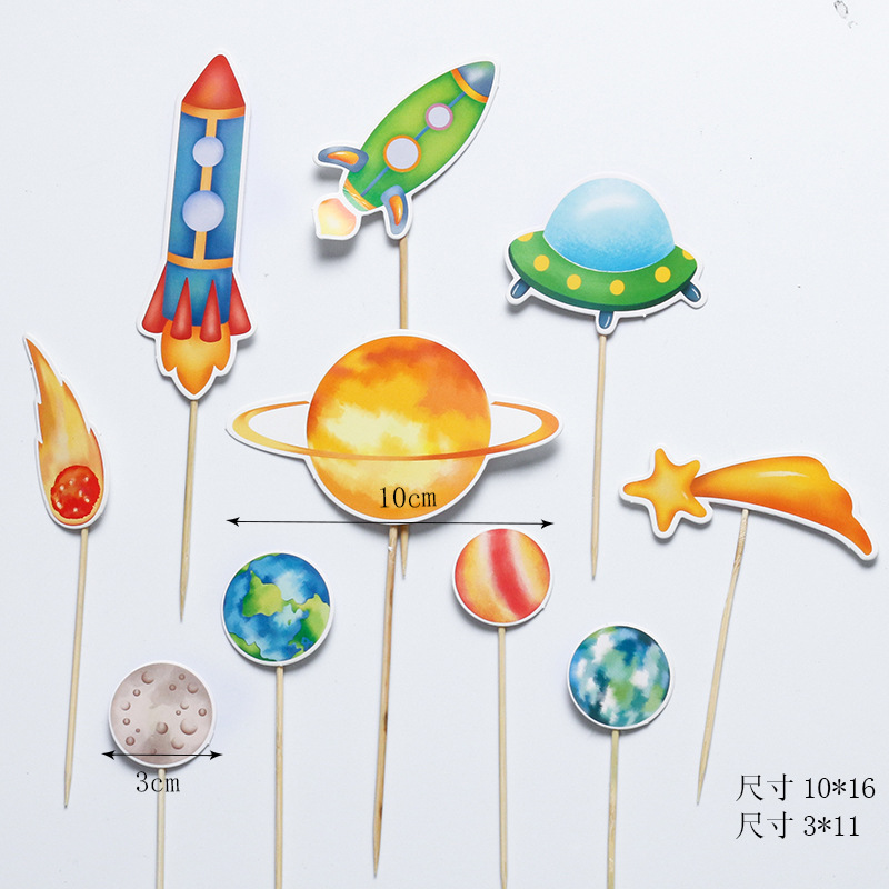 Set 10 que cắm tên lửa + vũ trụ + hành tinh các loại