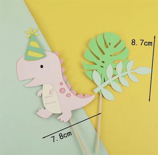 Set 2 que cắm khủng long hồng + lá