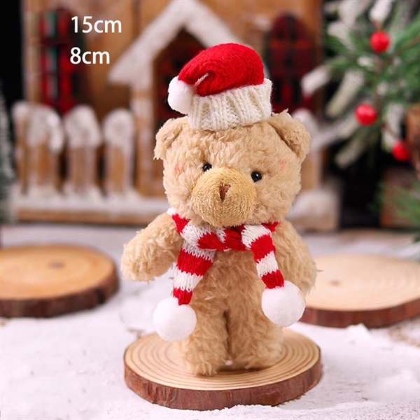 Trang trí GS gấu bông mũ Noel + khăn quàng đỏ trắng