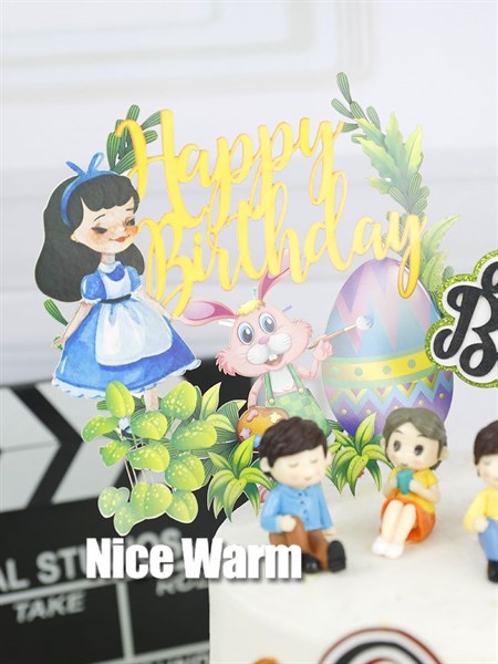 Topper HPBD bé gái + quả trứng