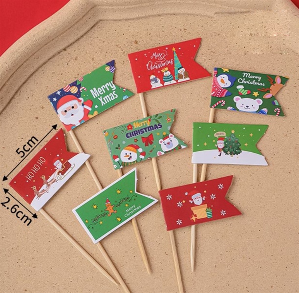Set 80 que cắm GS cờ màu sắc Merry Christmas