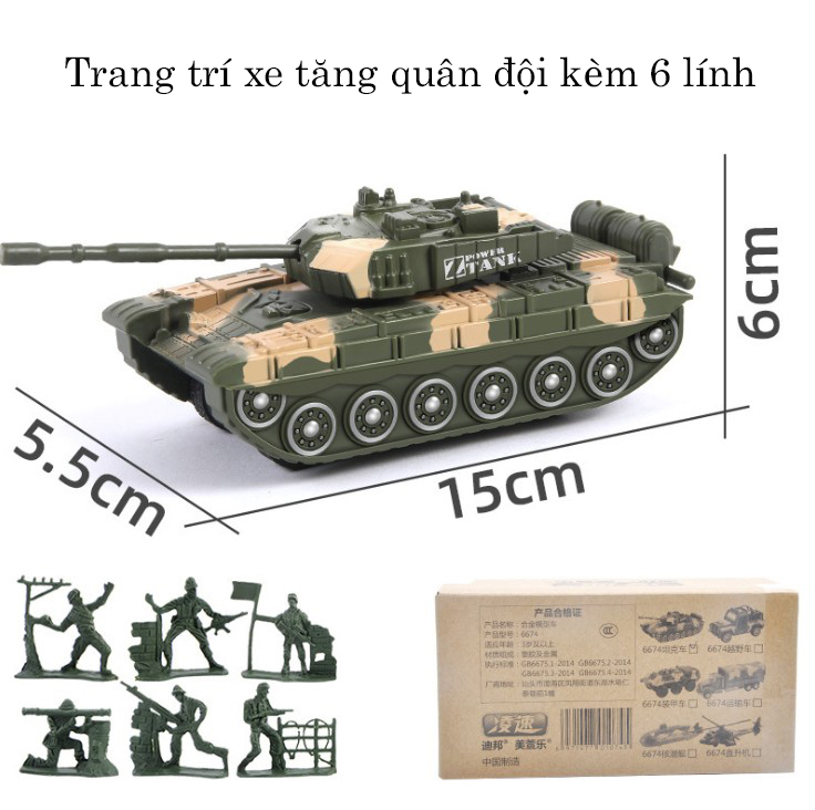 Trang trí xe tăng quân đội kèm lính (có hộp)