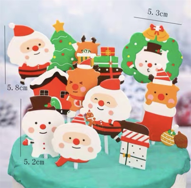 Set 10 que cắm GS ông già Noel + người tuyết + kẹo gừng