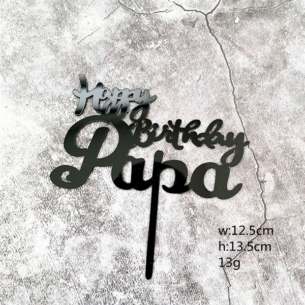 Topper mica HPBD Papa đen