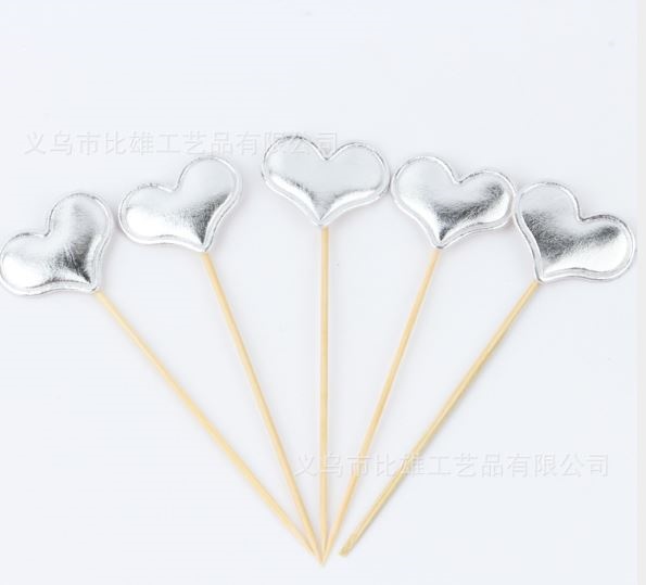 Que cắm tim da bạc (5 que)