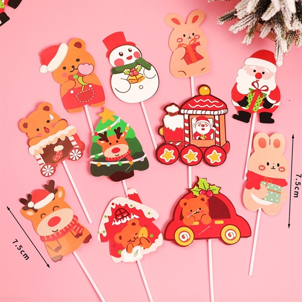 Set 11 que cắm kẹo GS gấu + thỏ + người tuyết + ông già Noel ngồi xe