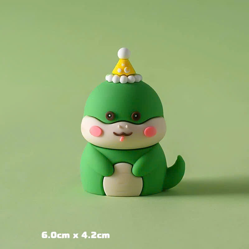 Trang trí silicon rắn xanh cute đội mũ sinh nhật
