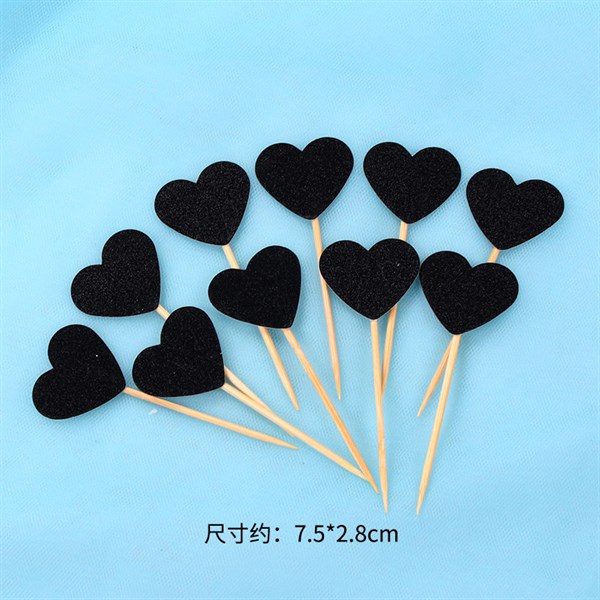 Que cắm tim giấy nhũ nhỏ đen (10 que)