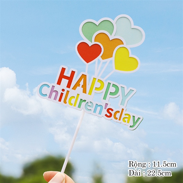 Que cắm chùm tim sắc màu Happy Children's day (CD)
