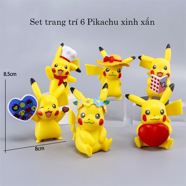 Set trang trí mô hình cao cấp 6 Pikachu vàng