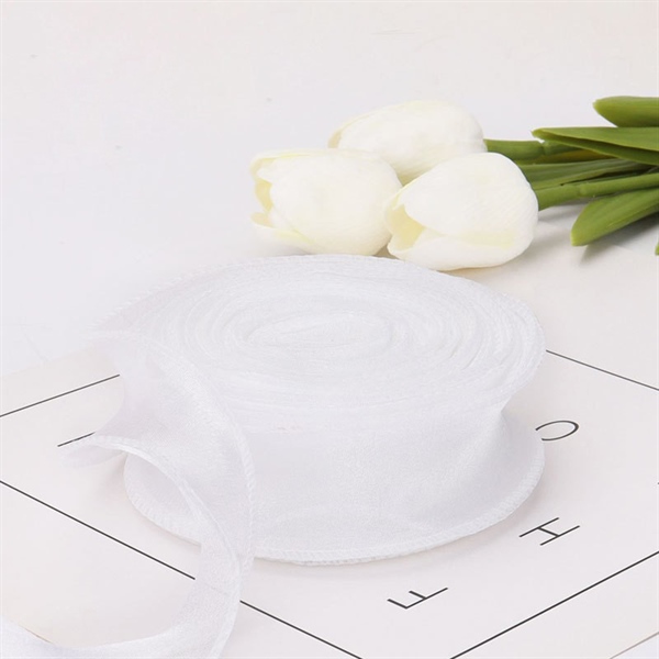Ruy băng nơ voan trắng khổ 4cm*10m