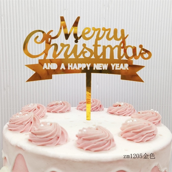 Topper mica GS Merry Christmas & HPNY vàng