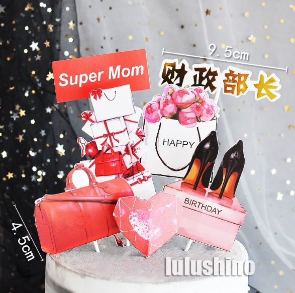 Set que cắm Super MOM + túi xách đỏ + giày