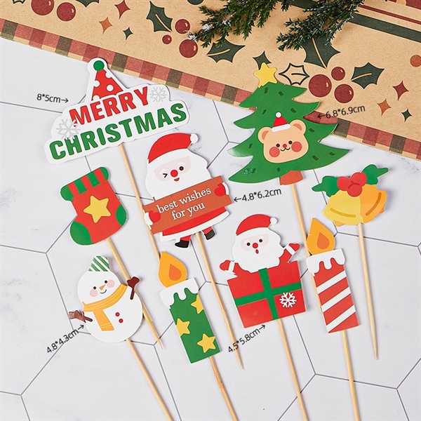 Set 9 que cắm GS 2 ông già Noel + cây thông có gấu ở giữa + 2 cây nến 2023