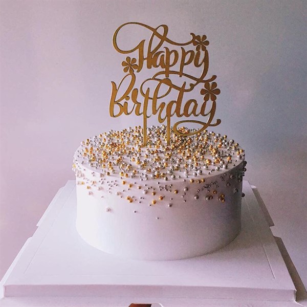 Topper HPBD mica hoa vàng