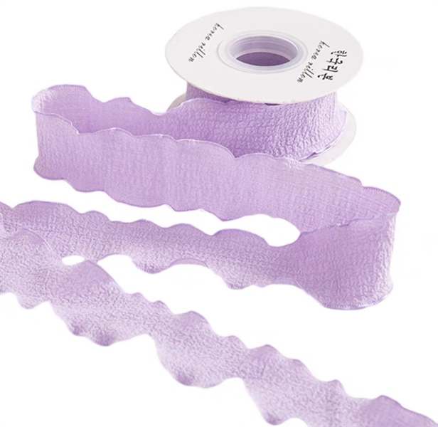 Trang trí cuộn ruy băng nhăn màu tím sz 4cm*10m