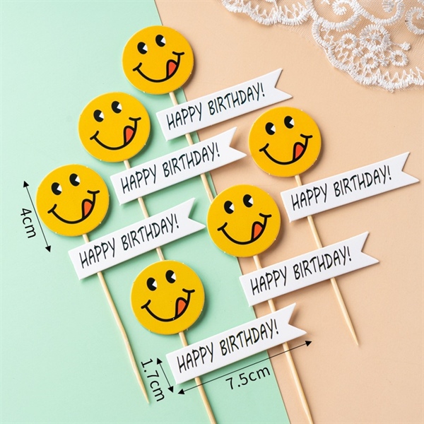 Set 6 que cắm HPBD + hình mặt cười (QCG)