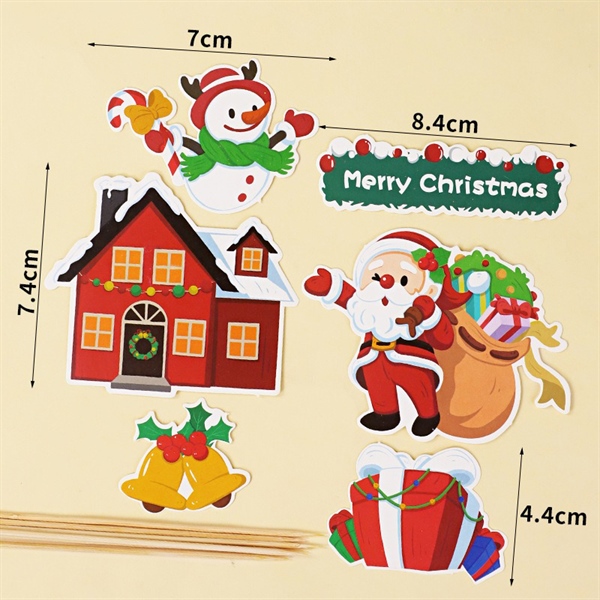 Set que cắm GS ông già Noel xách túi quà + ngôi nhà + 2 chuông vàng