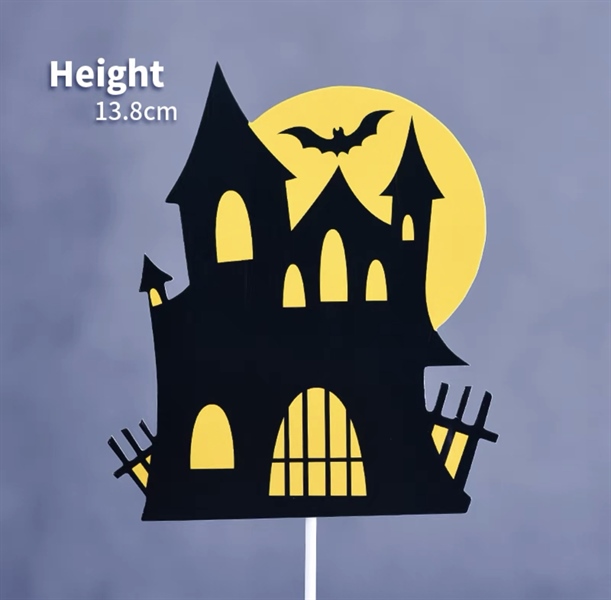 Que cắm lâu đài đen + trăng vàng Halloween (2 tháp)