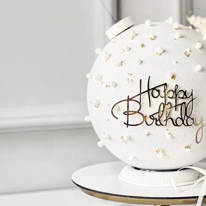 Toppe mica mẫu mới chữ HPBD vàng nét tròn mẫu 53
