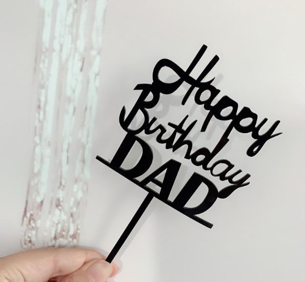 Topper mica HPBD Dad đen