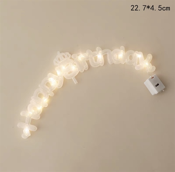 Trang trí đèn led chữ HPBD vương miện