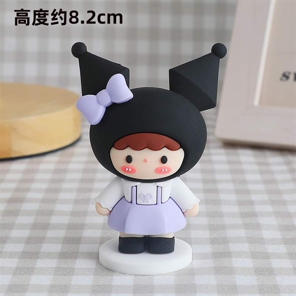 Trang trí silicon bé gái đội mũ Kuromi váy tím