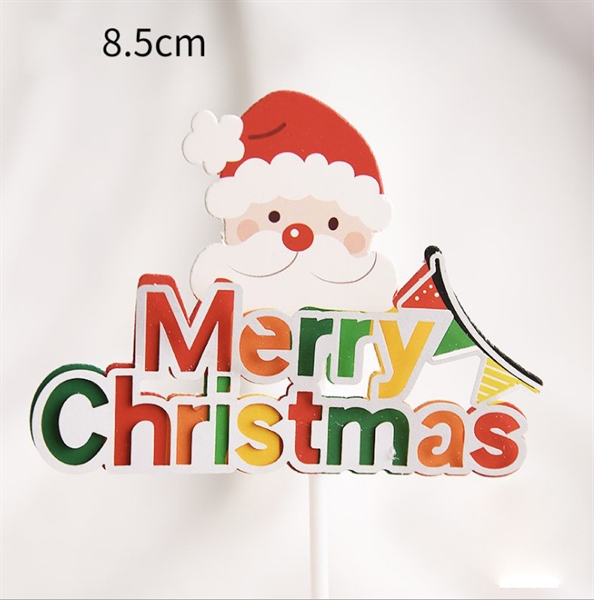 Que cắm GS Merry Christmas màu sắc + ông già Noel cười