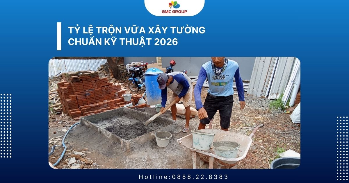 TỶ LỆ TRỘN VỮA XÂY TƯỜNG CHUẨN KỸ THUẬT 2026