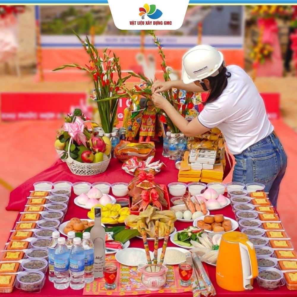mâm lễ cúng động thổ xây nhà đầy đủ