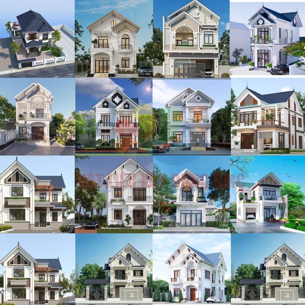 Mẫu nhà mái thái 2 tầng